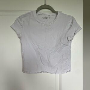 Abercrombie & Fitch White Fitted Crop T-Shirt